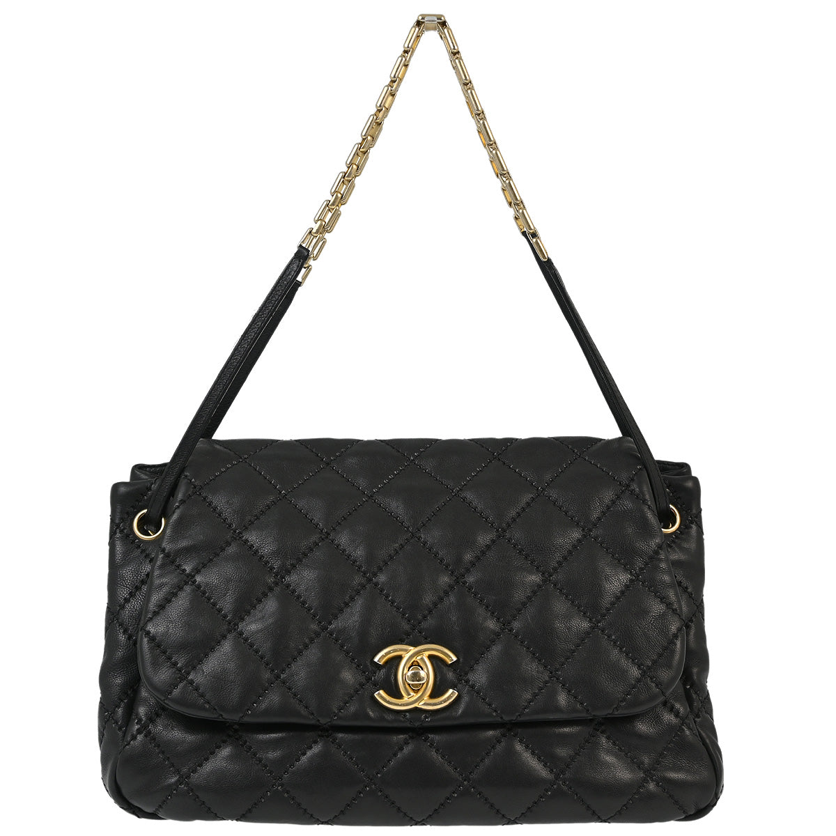 Chanel 2010-2011 Black Calfskin Ultra Stitch Retro Chain Shoulder Bag