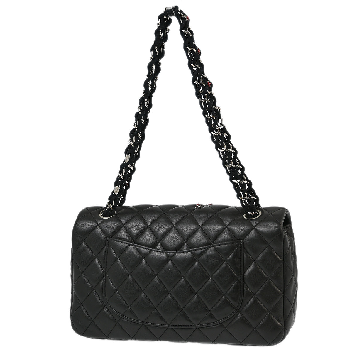 Chanel 2010-2011 Black Lambskin Ladybug Single Flap Shoulder Bag