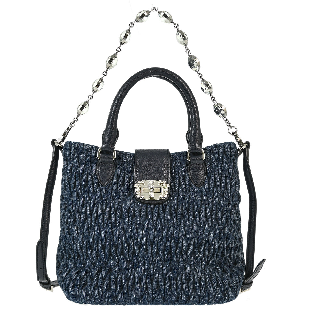 Miu Miu Blue Denim Matelasse 2way Shoulder Handbag