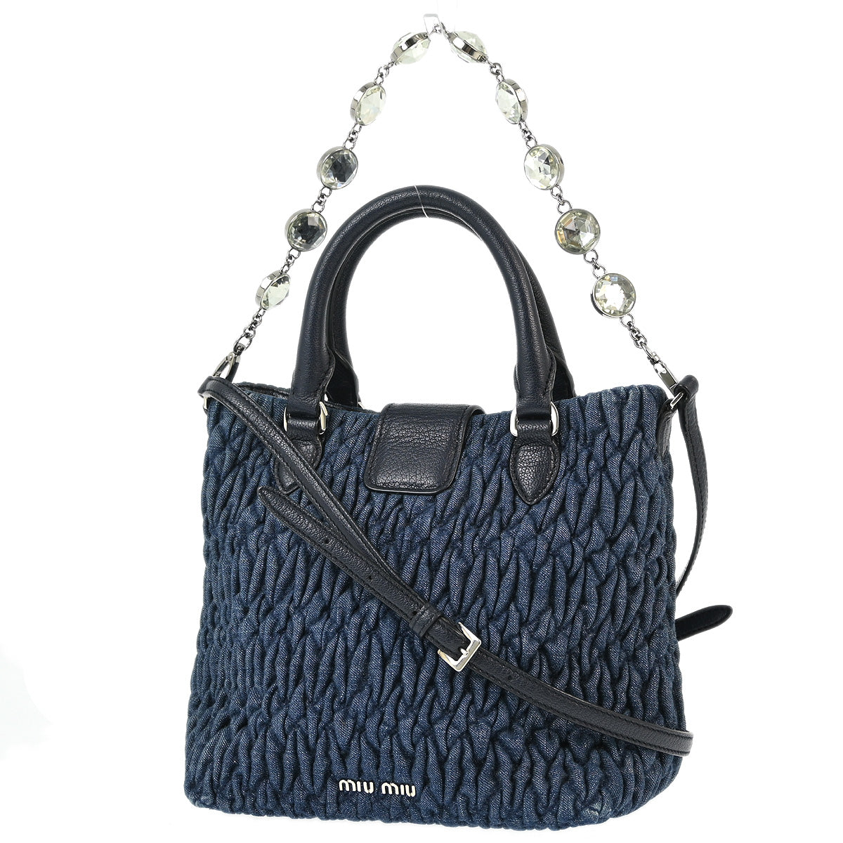 Miu Miu Blue Denim Matelasse 2way Shoulder Handbag