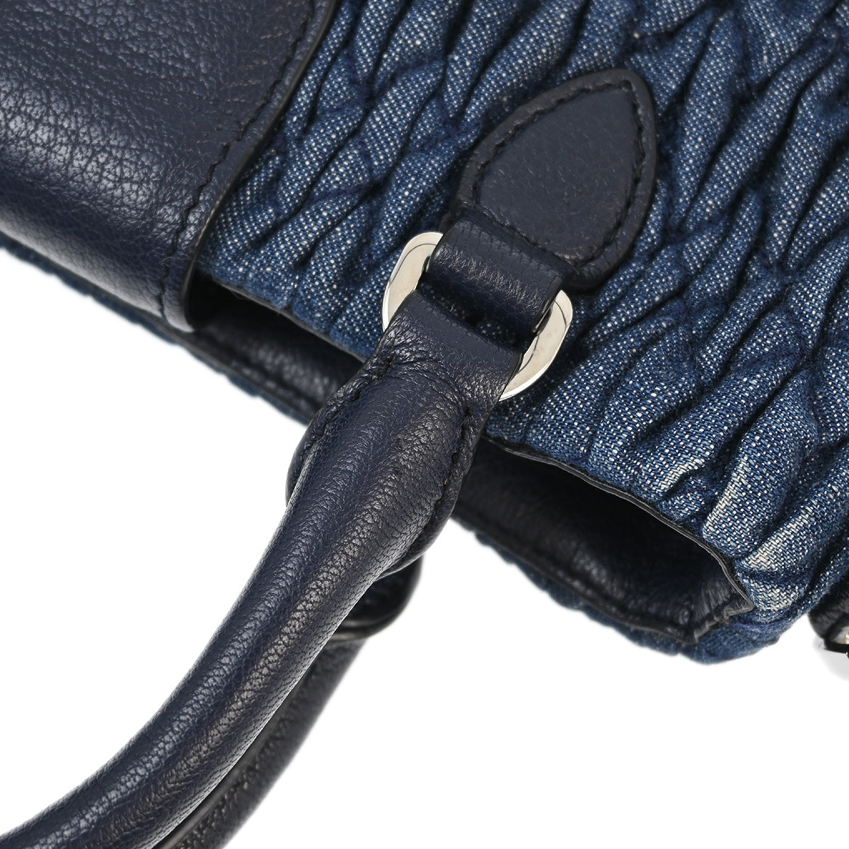 Miu Miu Blue Denim Matelasse 2way Shoulder Handbag