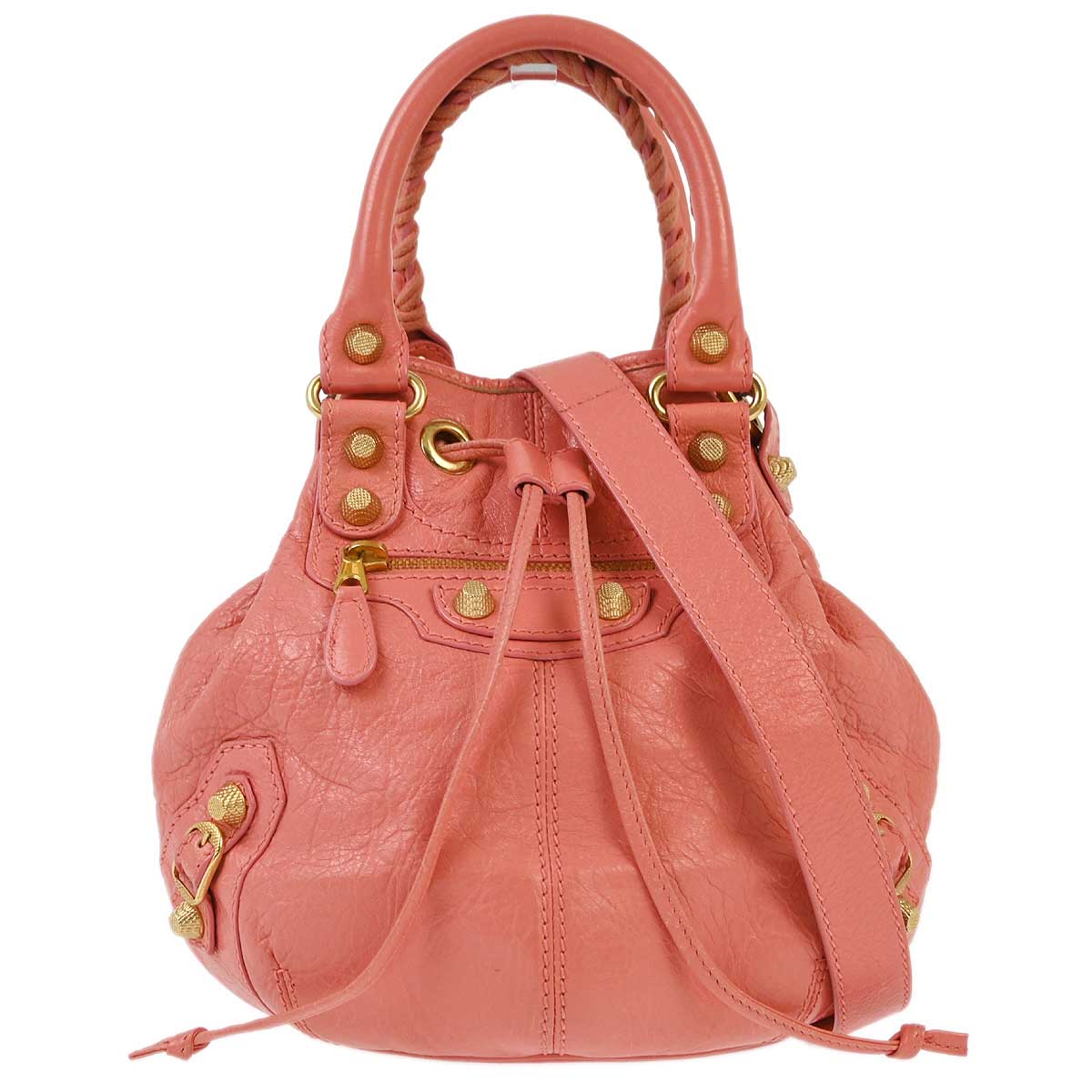 Balenciaga 2015 Pink Goatskin Giant Mini Pompon Handbag