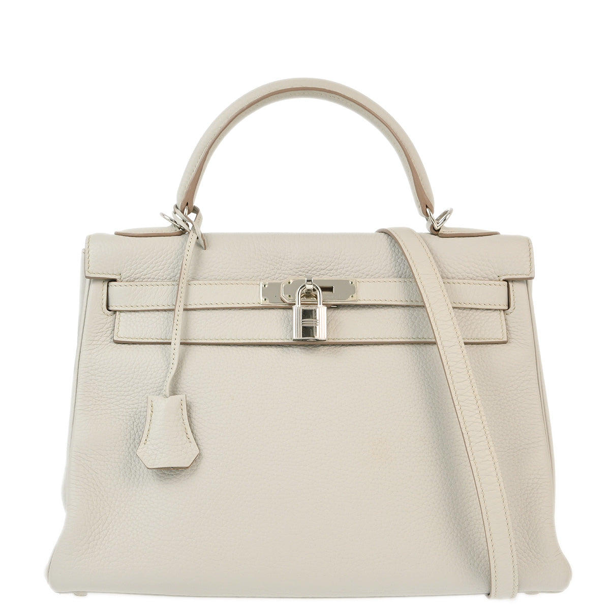 Hermes 2013 Pearl Gray Taurillon Clemence Kelly 32 Retourne Handbag