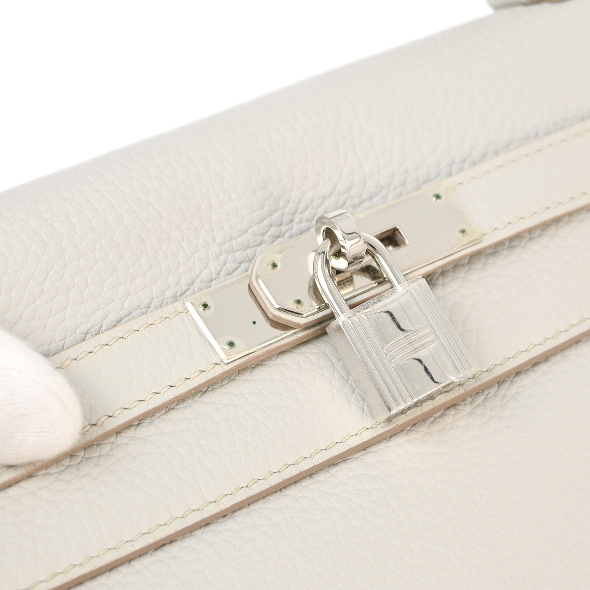 Hermes 2013 Pearl Gray Taurillon Clemence Kelly 32 Retourne Handbag