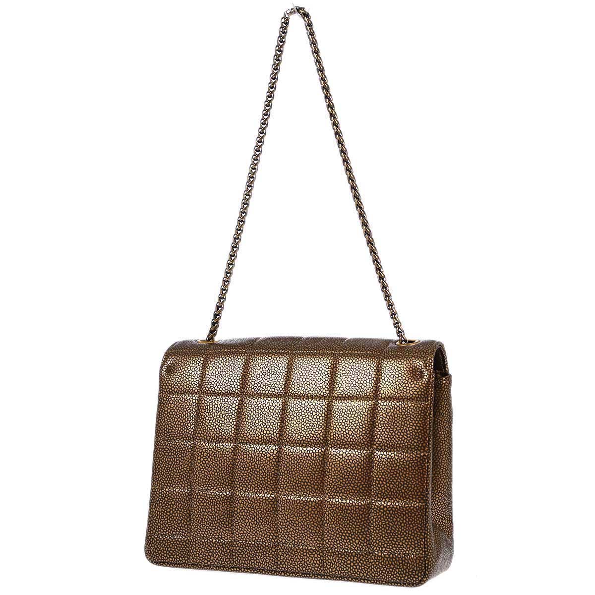 Chanel 2010-2011 Bronze Caviar Gripoix Choco Bar Chain Handbag