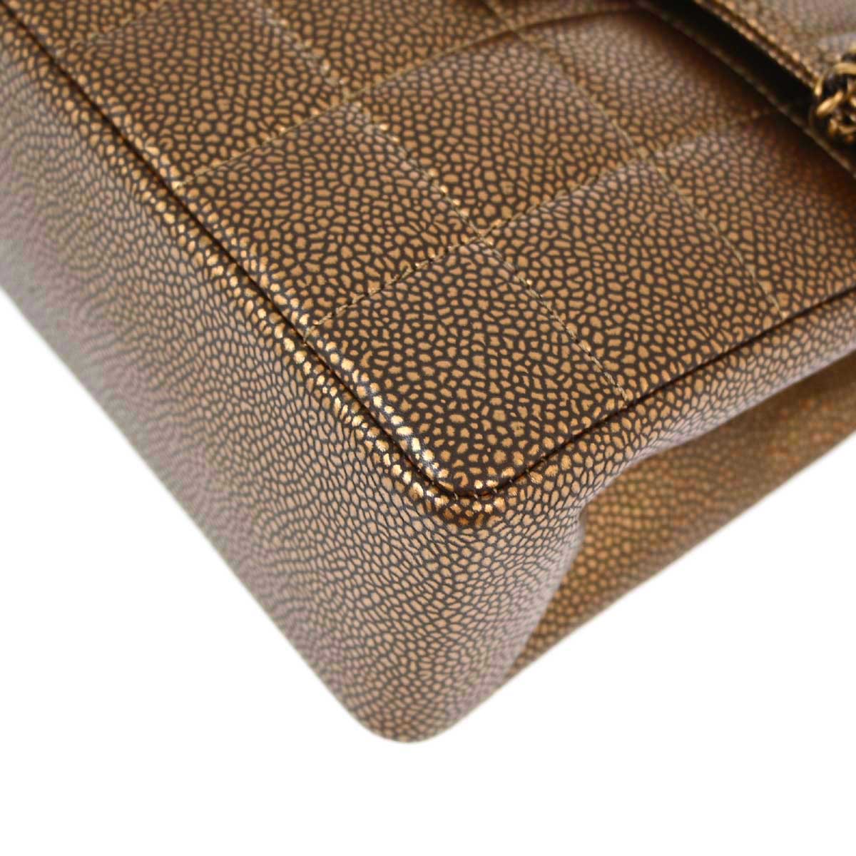 Chanel 2010-2011 Bronze Caviar Gripoix Choco Bar Chain Handbag