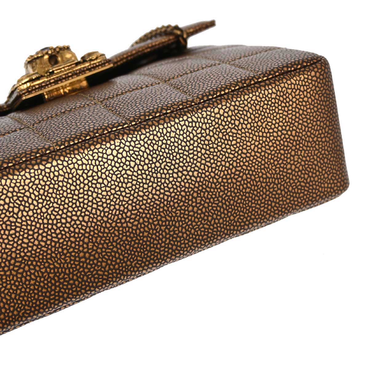 Chanel 2010-2011 Bronze Caviar Gripoix Choco Bar Chain Handbag