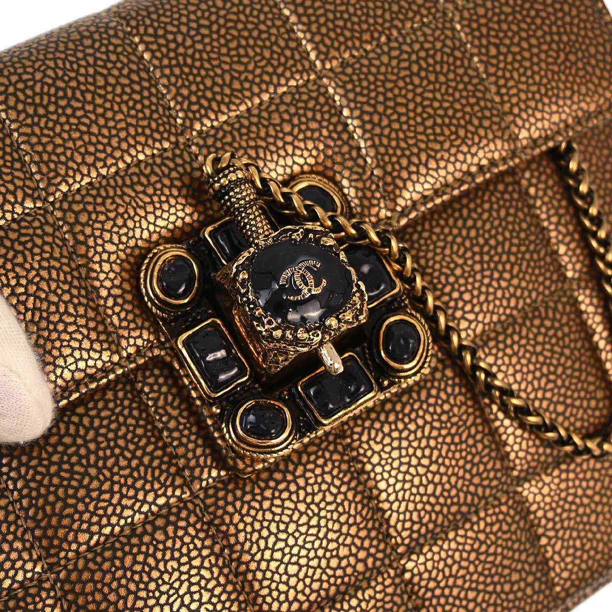 Chanel 2010-2011 Bronze Caviar Gripoix Choco Bar Chain Handbag