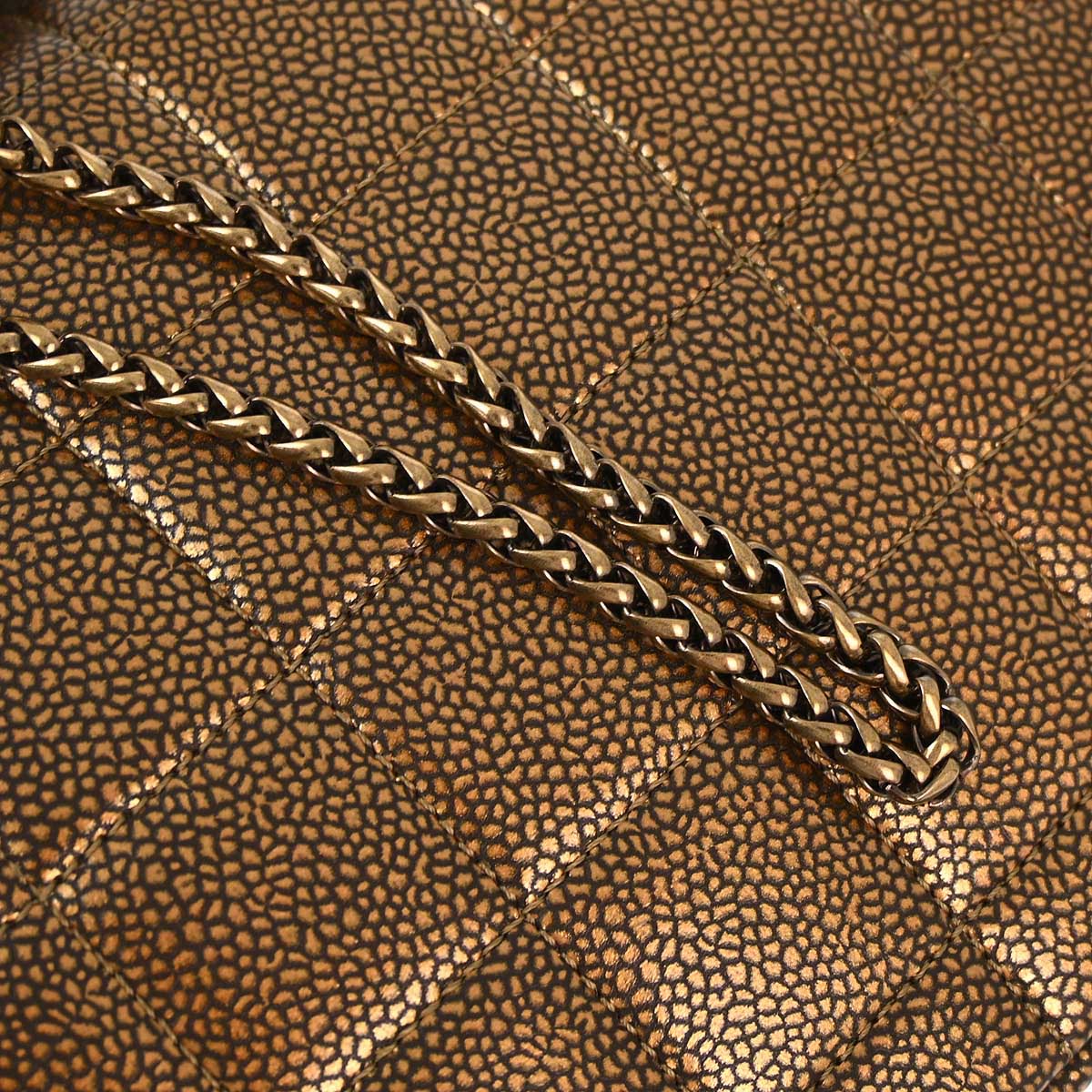 Chanel 2010-2011 Bronze Caviar Gripoix Choco Bar Chain Handbag