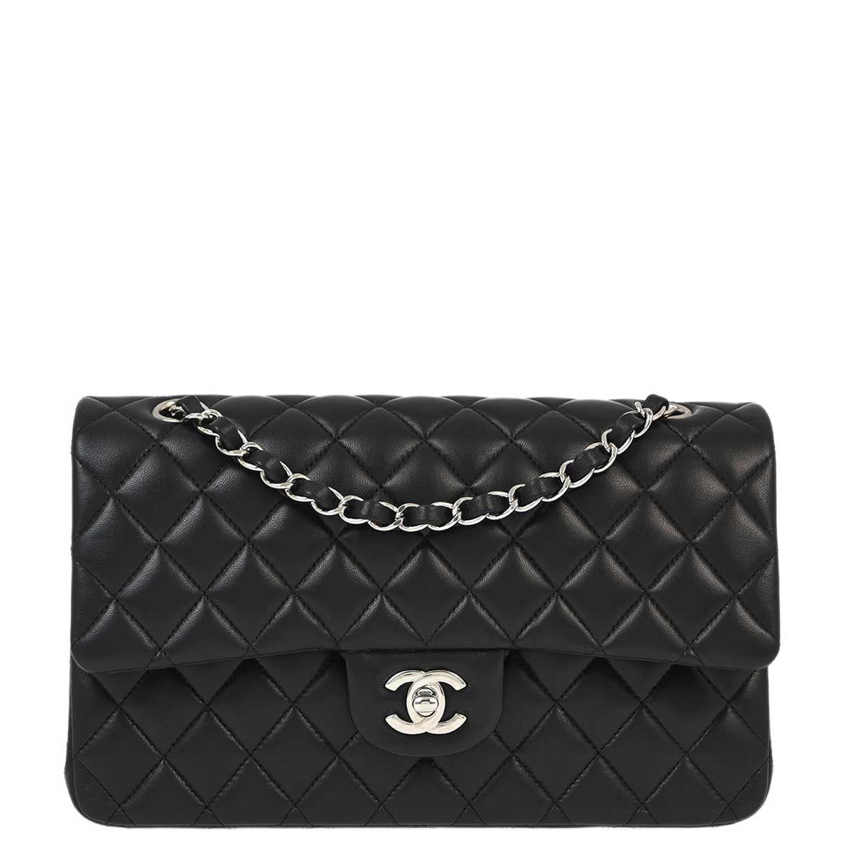 Chanel 2019 Black Lambskin Medium Classic Double Flap Shoulder Bag