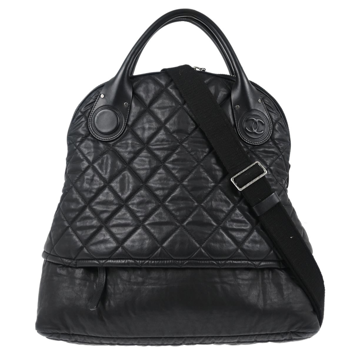 Chanel 2011 Black Glitter Fabric Coco Cocoon 2way Shoulder Handbag