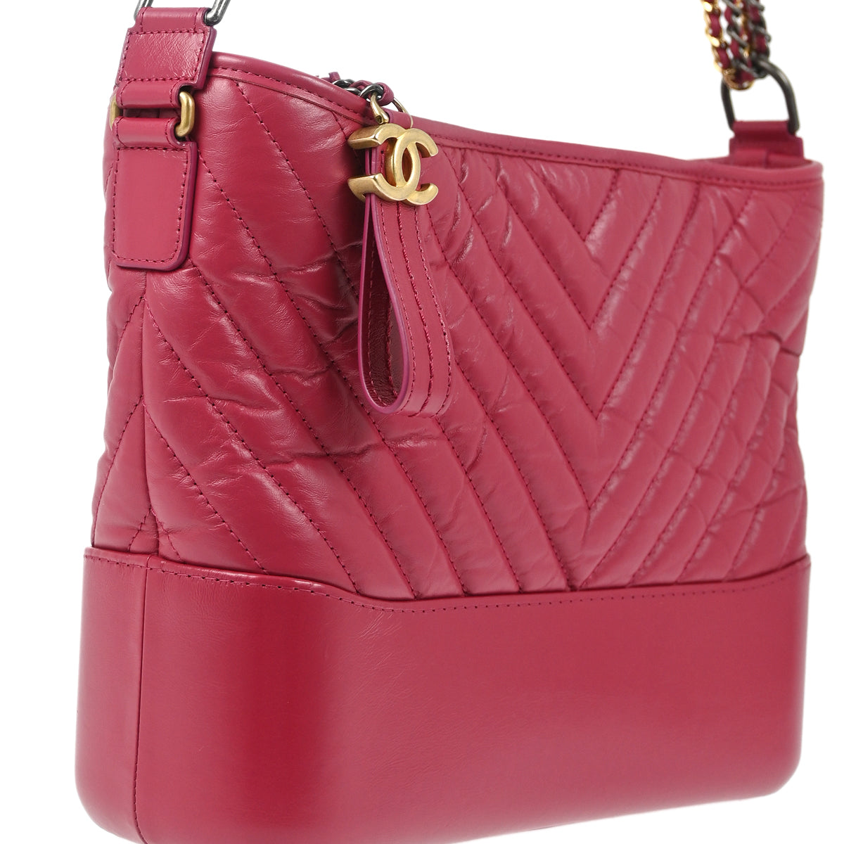 Chanel 2018-2019 Pink Calfskin Medium Gabrielle Chevron Shoulder Bag