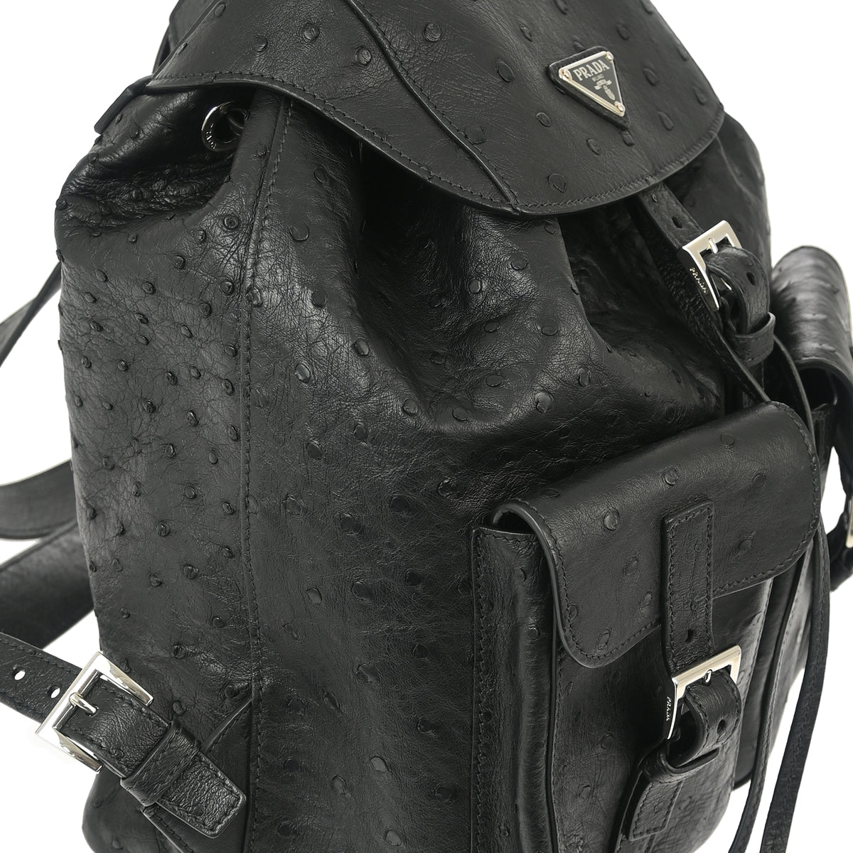 Prada * Black Ostrich Backpack