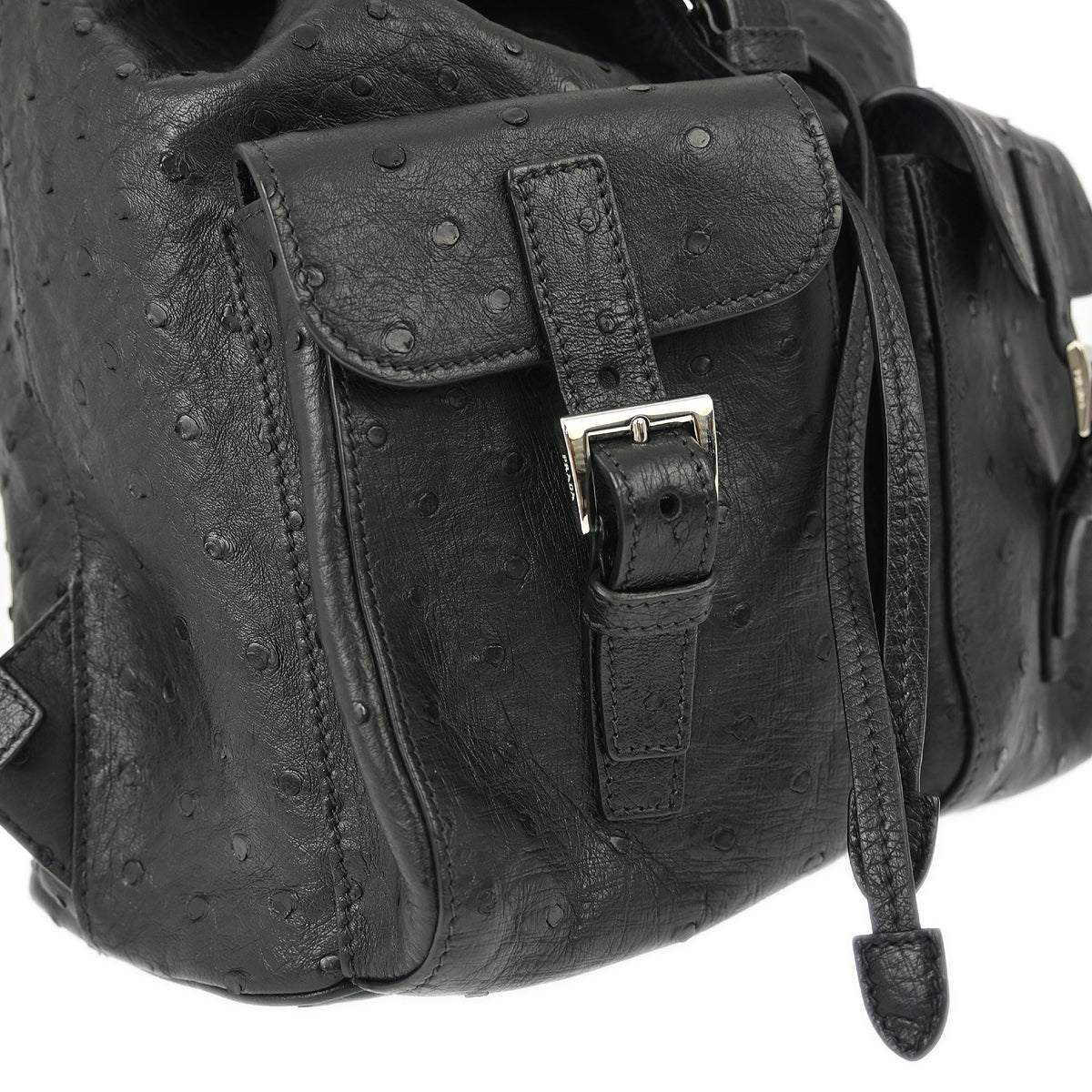 Prada * Black Ostrich Backpack