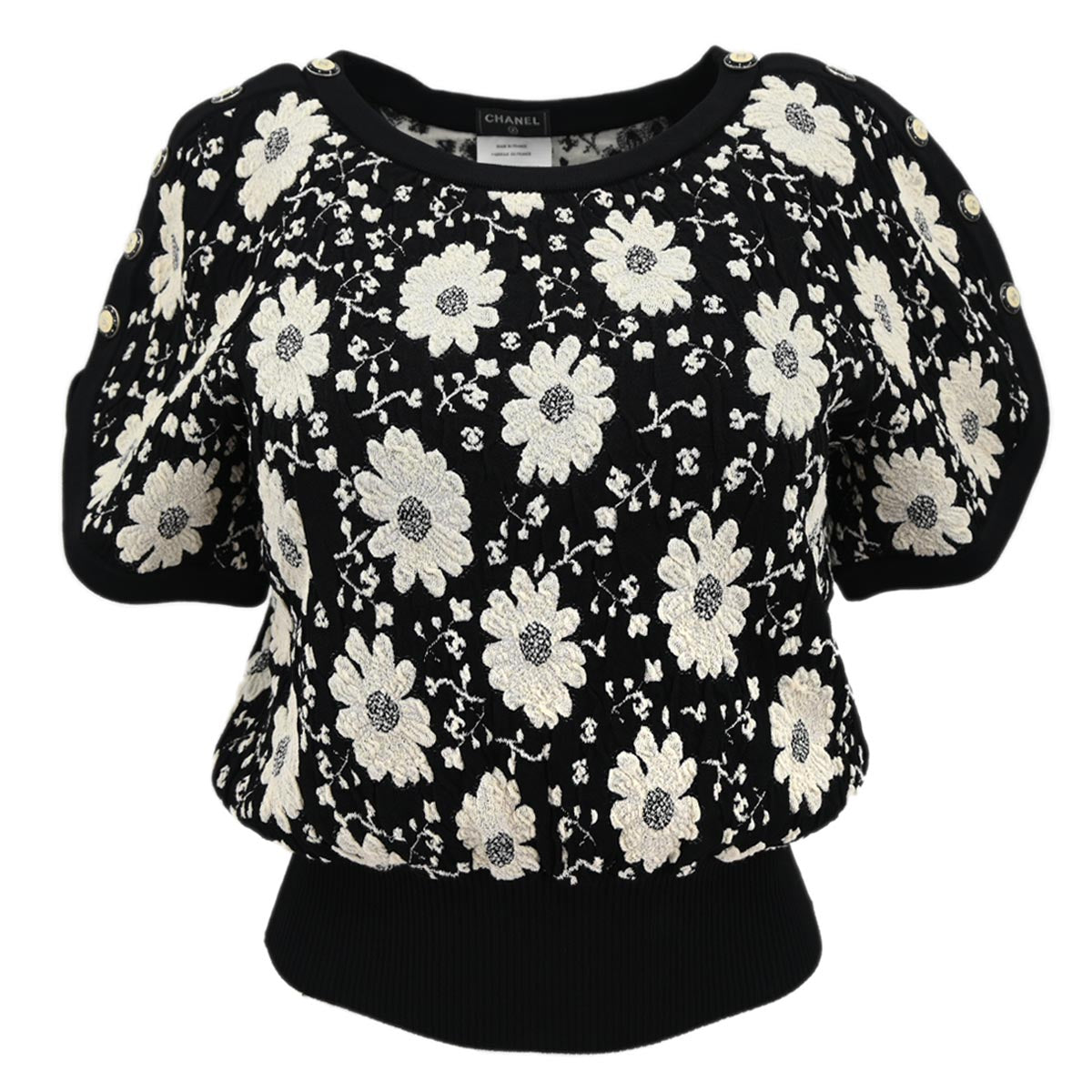 Chanel 2014 Short Sleeve Sweater Top Black #34