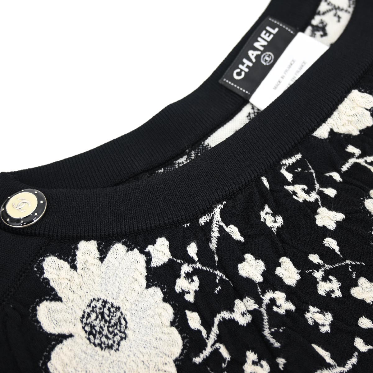 Chanel 2014 Short Sleeve Sweater Top Black #34