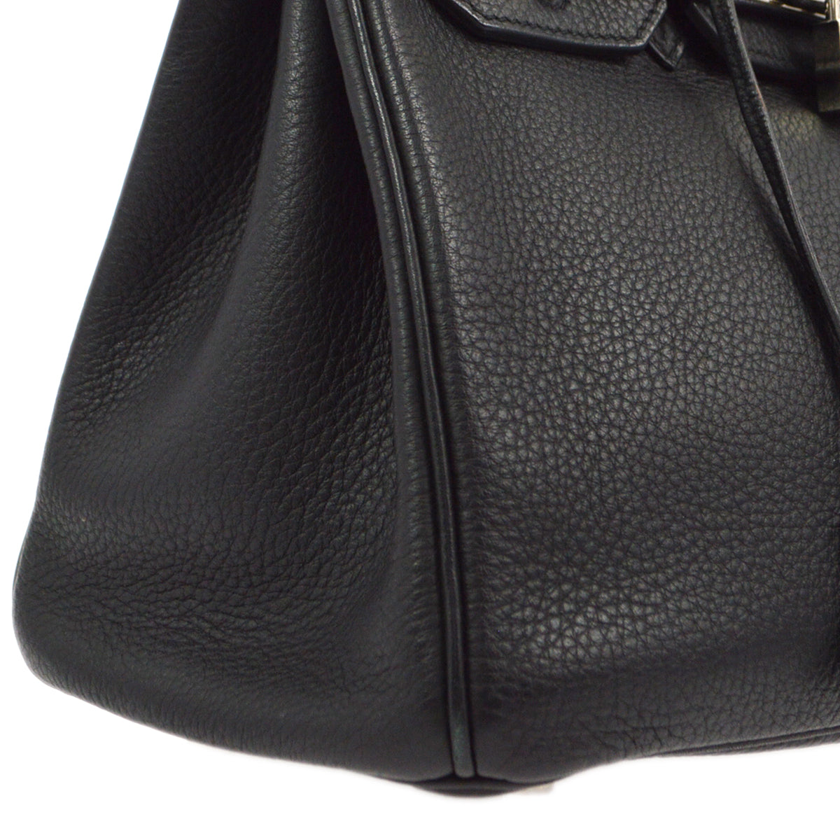 Hermes 2010 Black Taurillon Clemence Birkin 30 Handbag