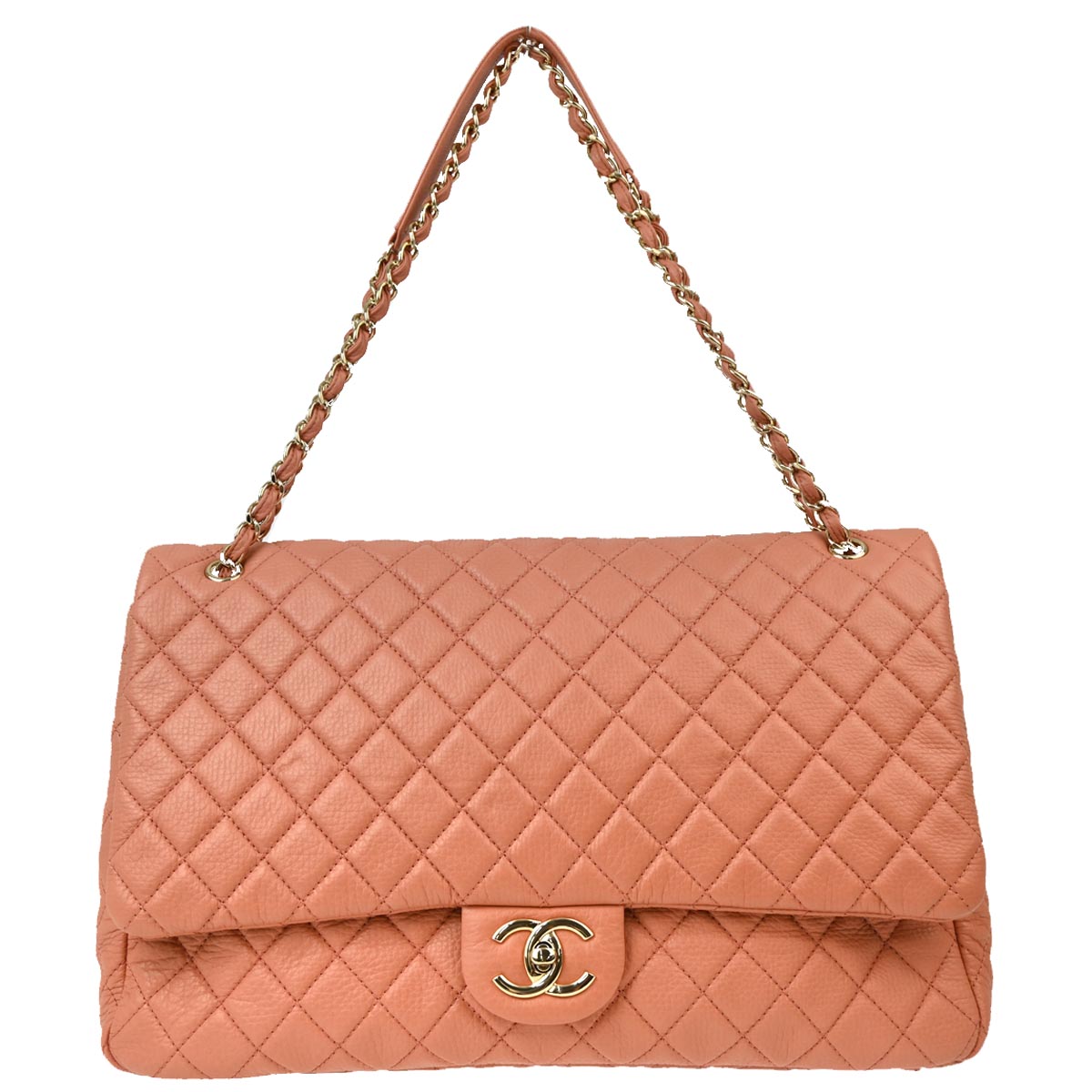 Chanel Pink Calfskin XXL Single Flap Shoulder Bag