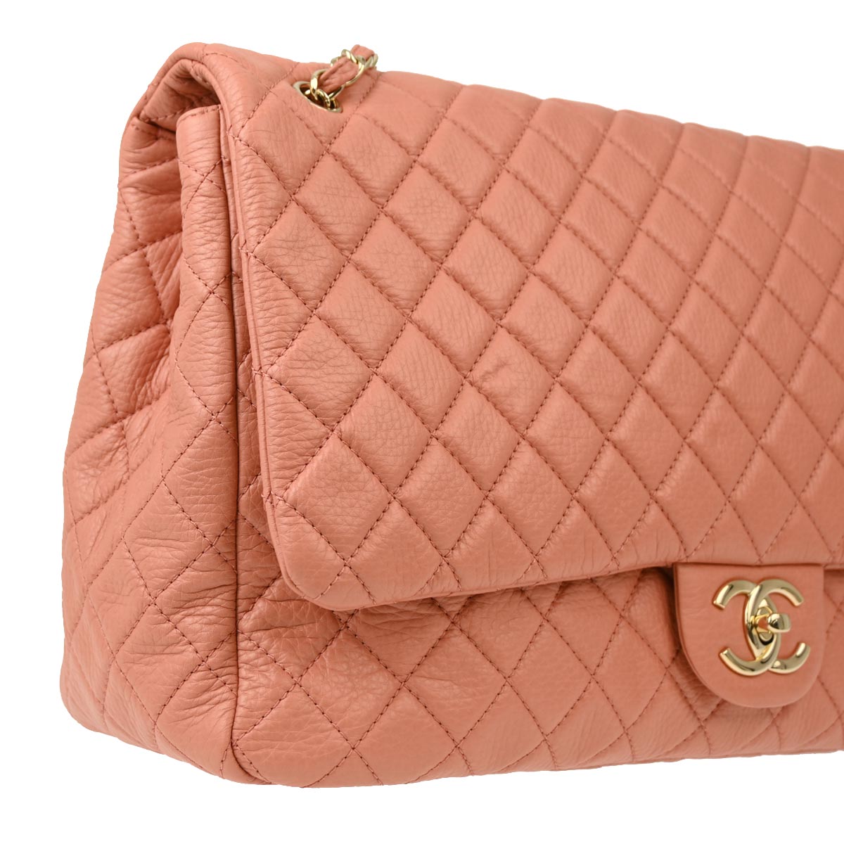 Chanel 2017 Pink Calfskin XXL Single Flap Shoulder Bag