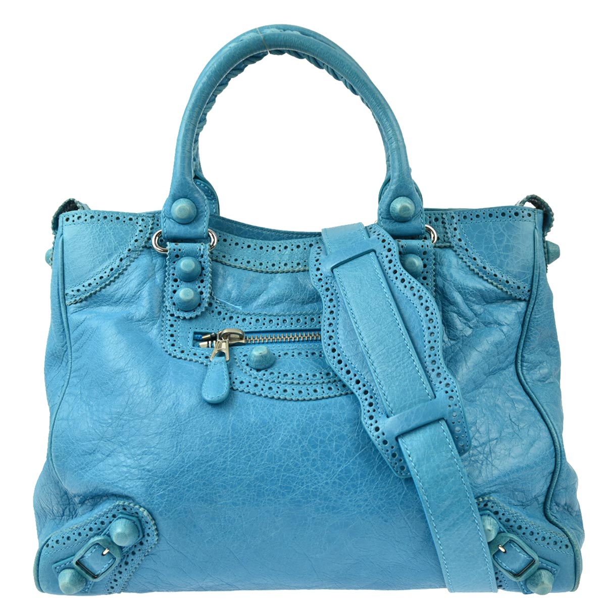 Balenciaga Blue Sheepskin Giant City Handbag
