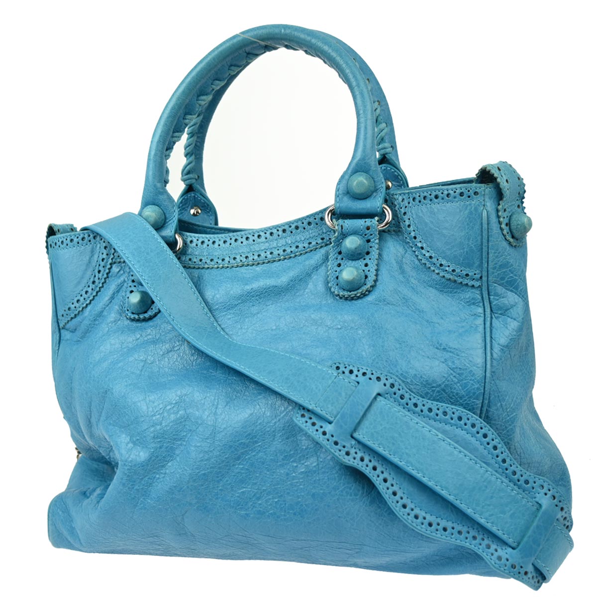 Balenciaga Blue Sheepskin Giant City Handbag