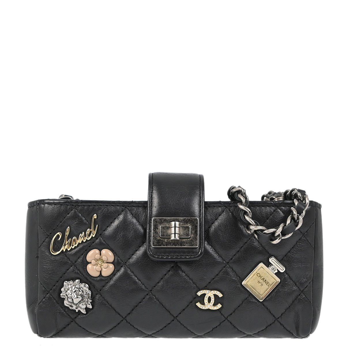 Chanel 2014-2015 Black Lambskin Mademoiselle Lock Shoulder Bag