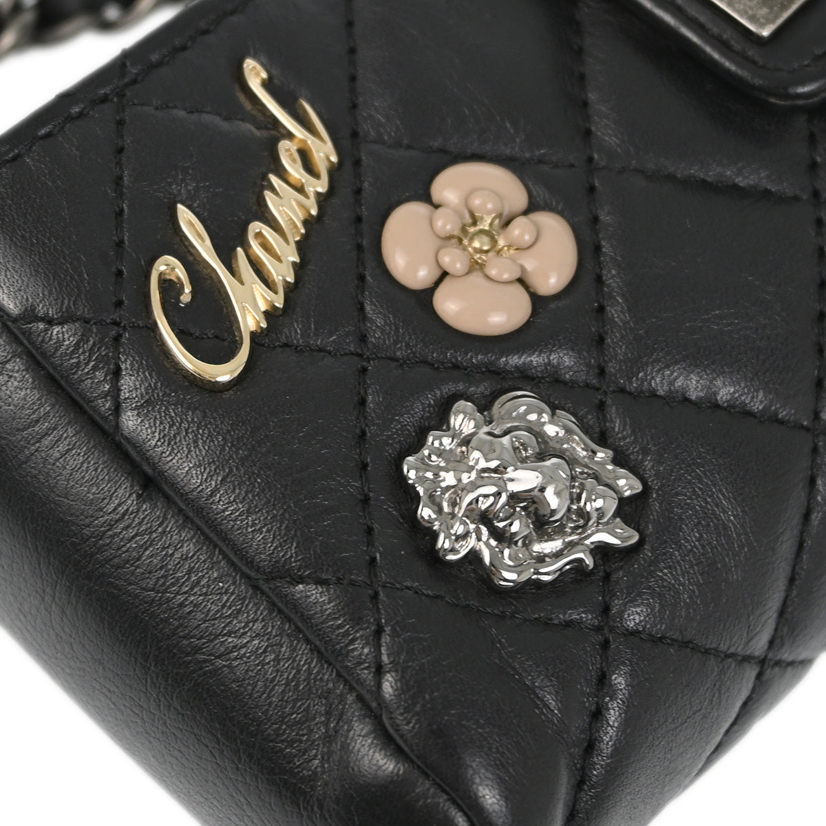 Chanel 2014-2015 Black Lambskin Mademoiselle Lock Shoulder Bag