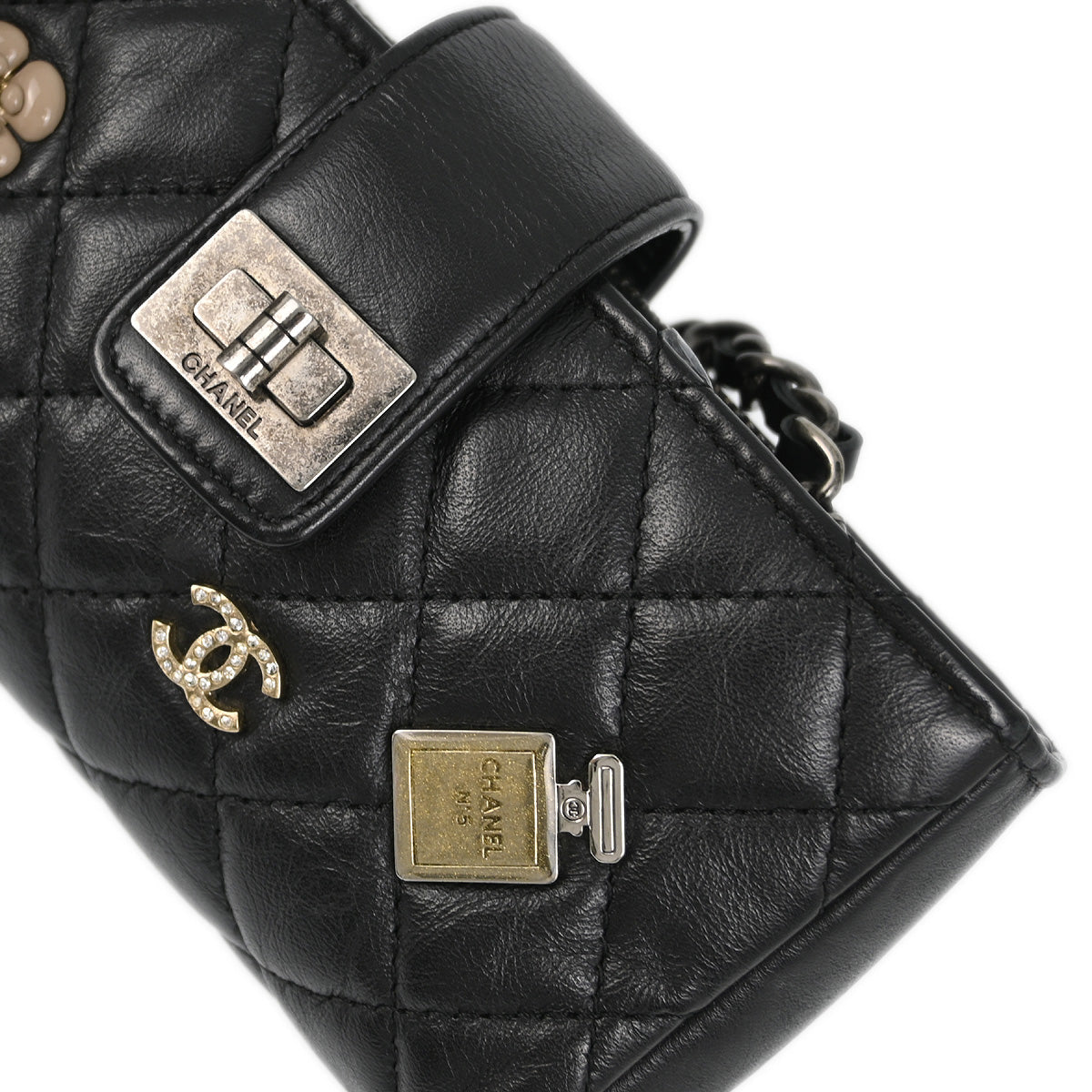 Chanel 2014-2015 Black Lambskin Mademoiselle Lock Shoulder Bag