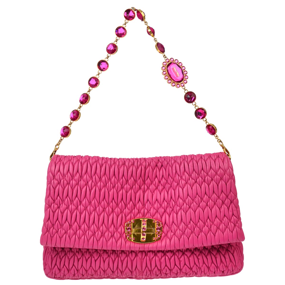 Miu Miu Pink Nappa Crystal Handbag