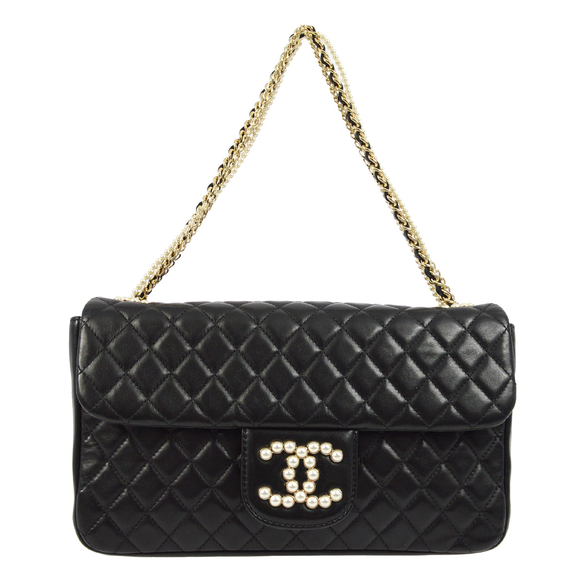 Chanel 2011 Black Lumbskin Shoulder Bag