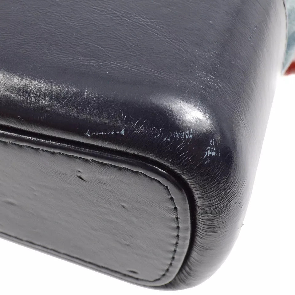 Chanel 2017 Blue Black Suede Medium Lambskin Gabrielle Shoulder Bag