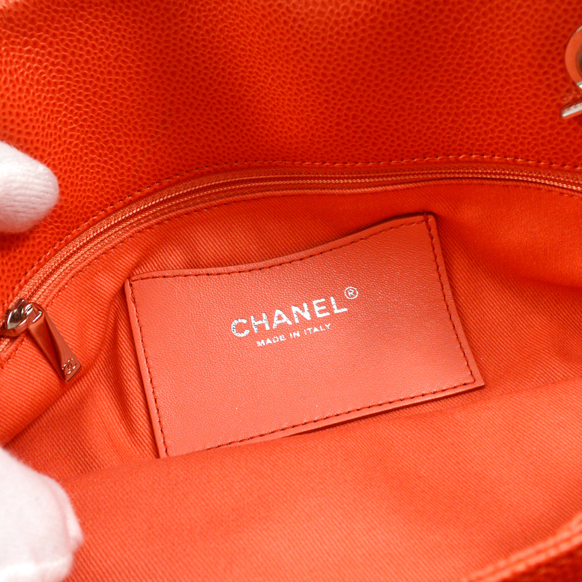 Chanel 2012-2013 Orange Caviar Shoulder Bag