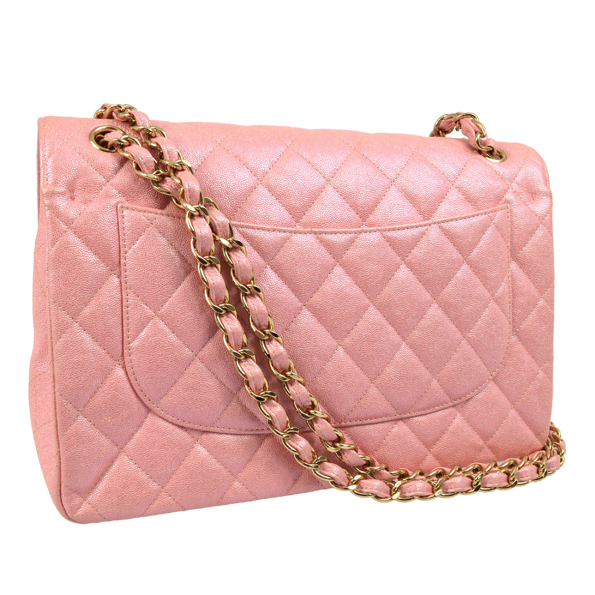 Chanel 2019 Pink Caviar Classic Double Flap Shoulder Bag