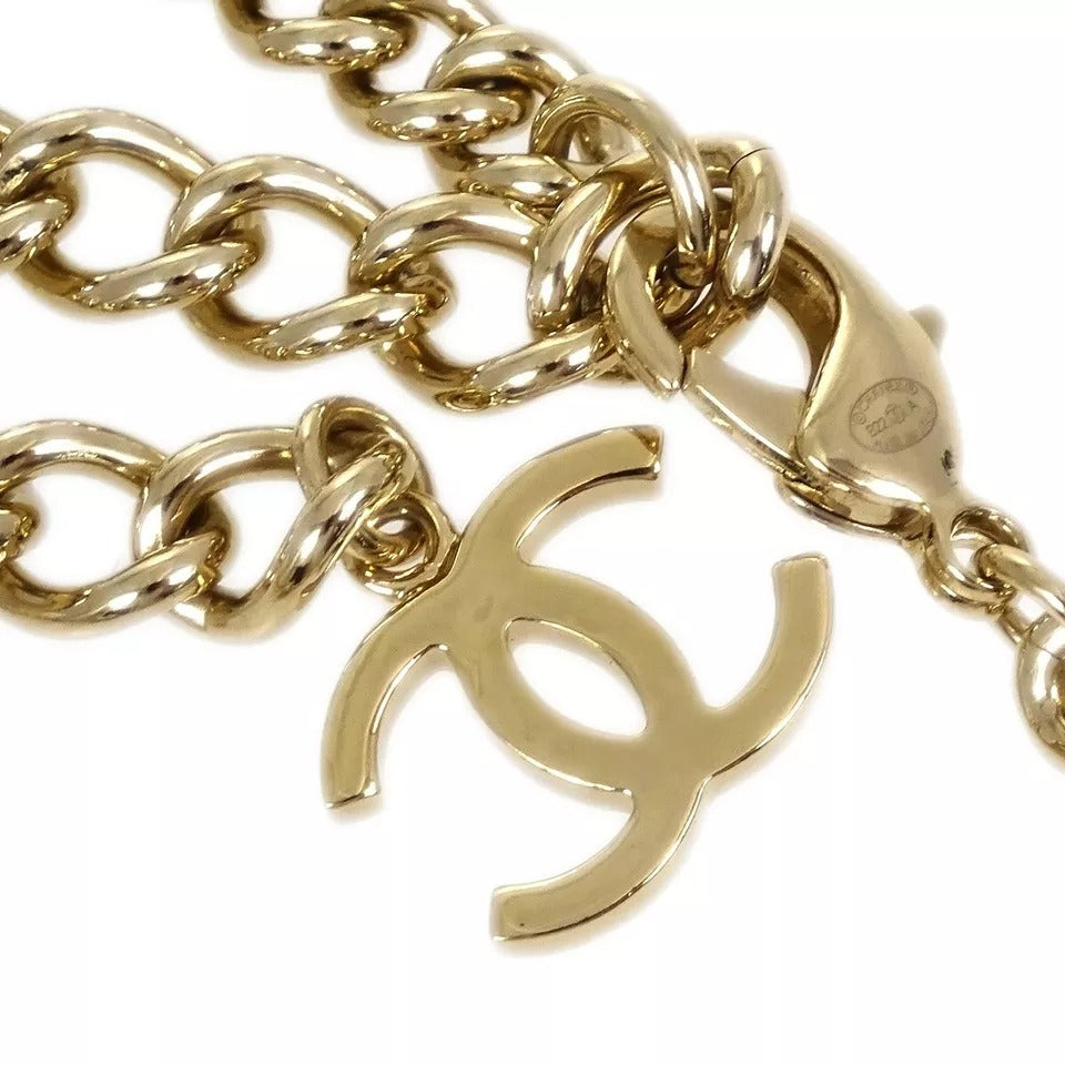 Chanel Chain Pendant Necklace Gold Black B22A