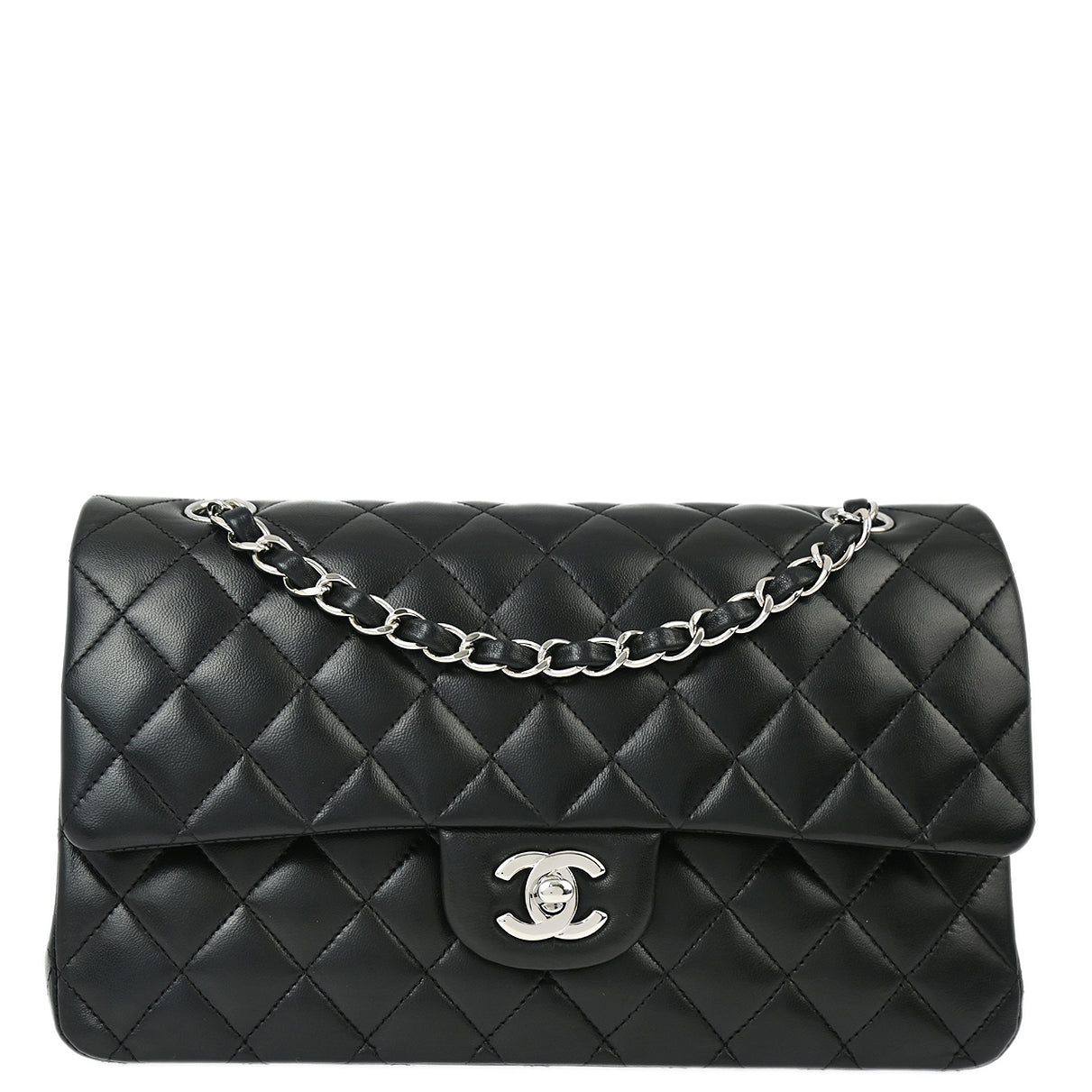 Chanel 2012 Black Lambskin Medium Classic Double Flap Shoulder Bag