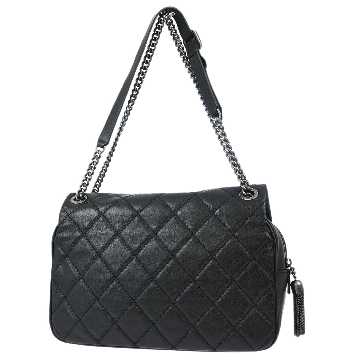 Chanel 2013-2014 Black Calfskin Coco Sporran Chain Shoulder Bag