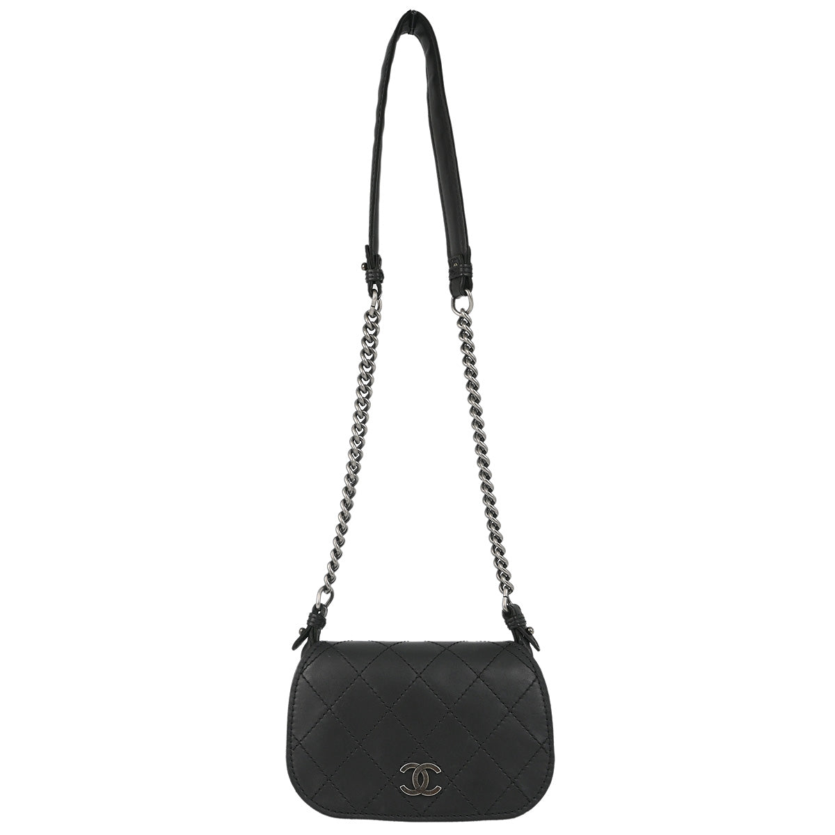 Chanel 2013-2014 Black Calfskin Wild Stitch Shoulder Bag