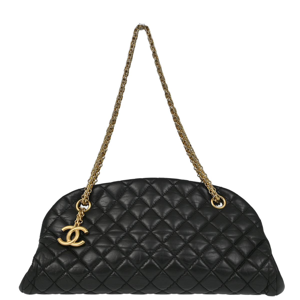 Chanel 2010-2011 Black Calfskin Medium Mademoiselle Bowling Bag