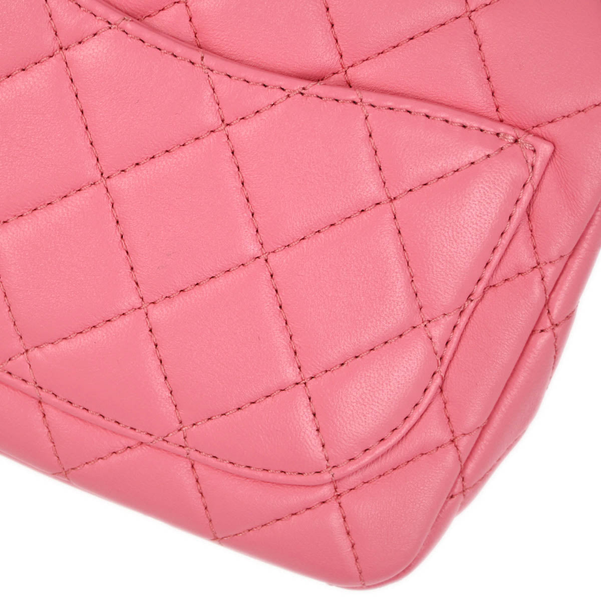 Chanel 2021 Pink Lambskin Mini Classic Square Flap Shoulder Bag