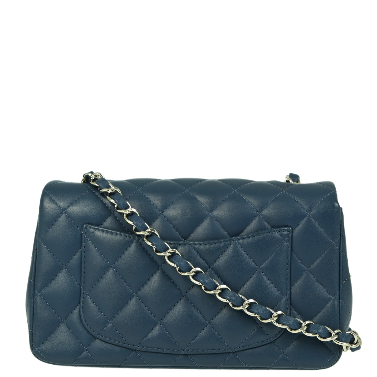 Chanel 2019 Blue Lambskin Classic Single Flap Shoulder Bag