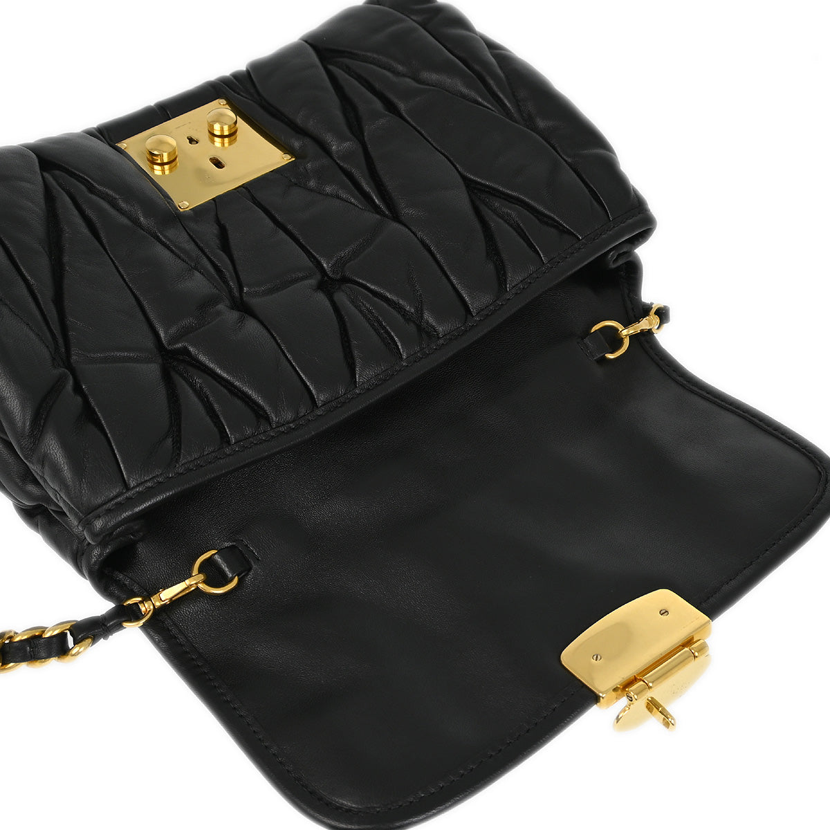 Miu Miu Black Lambskin Shoulder Bag