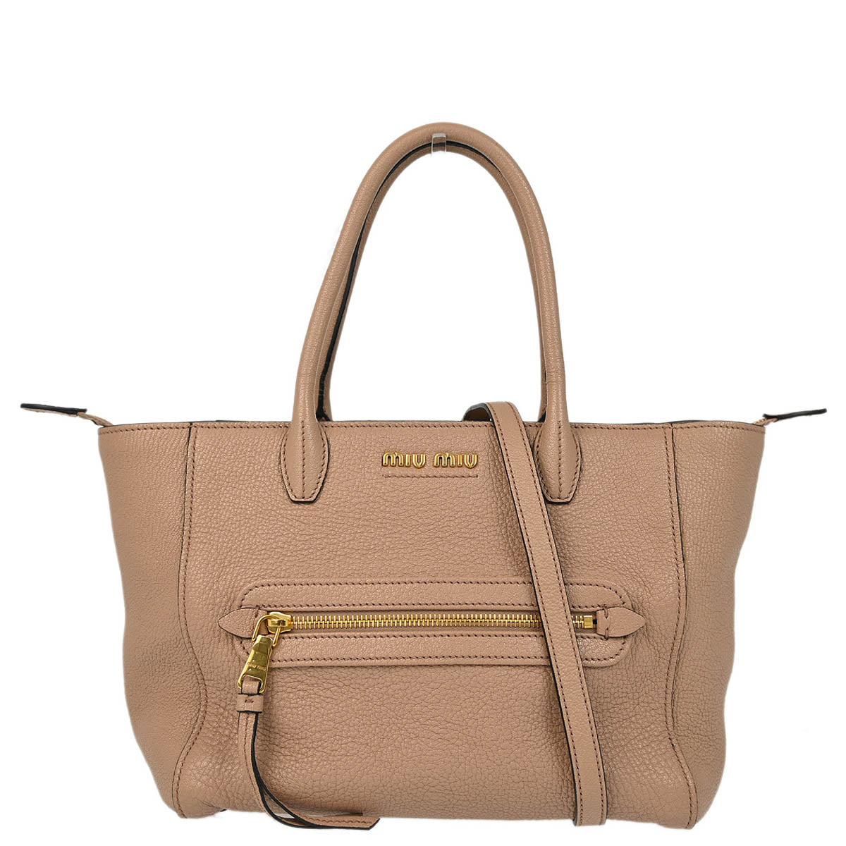 Miu Miu Beige Leather 2way Tote Shoulder Handbag