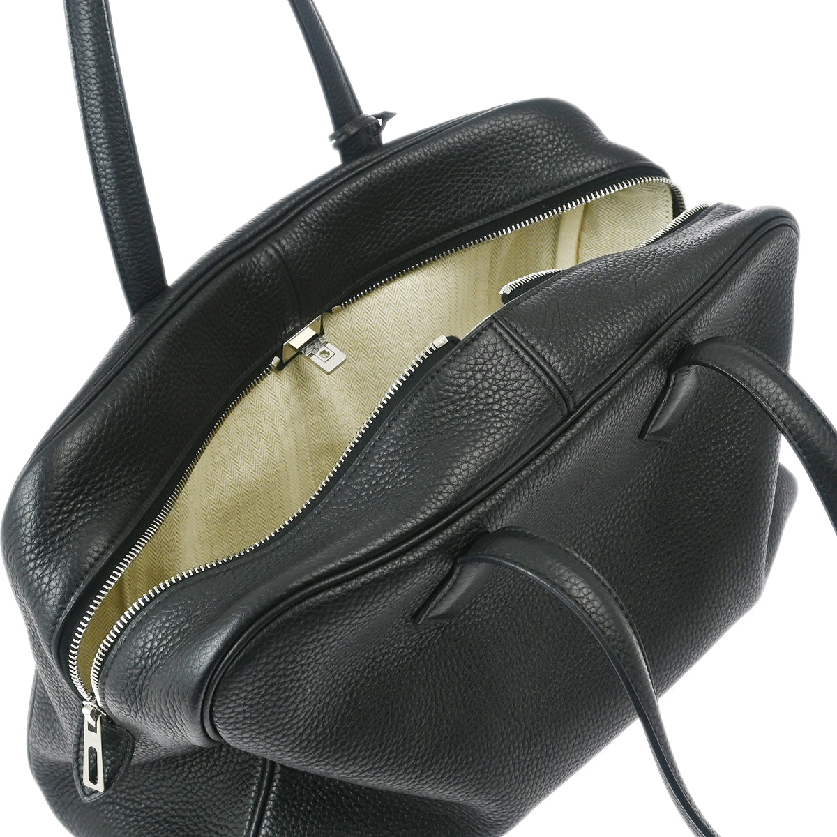 Hermes 2015 Black Taurillon Clemence Victoria 35 Handbag