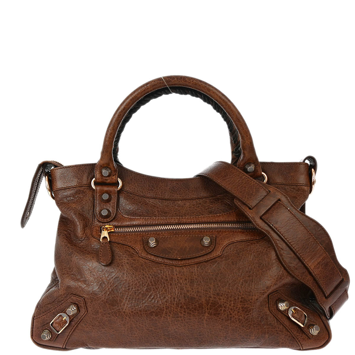 Balenciaga Brown Goatskin Giant Town 2way Shoulder Handbag