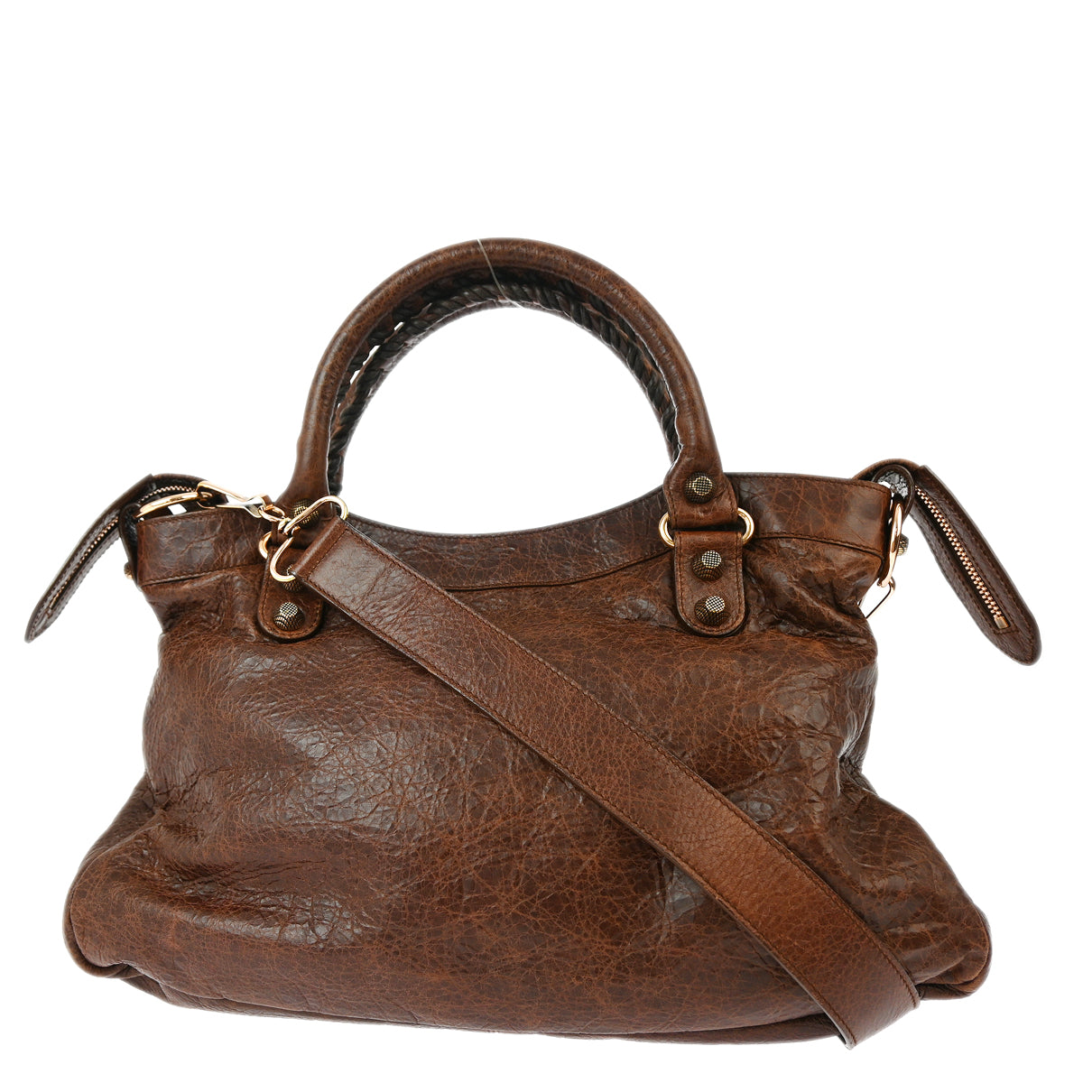 Balenciaga Brown Goatskin Giant Town 2way Shoulder Handbag