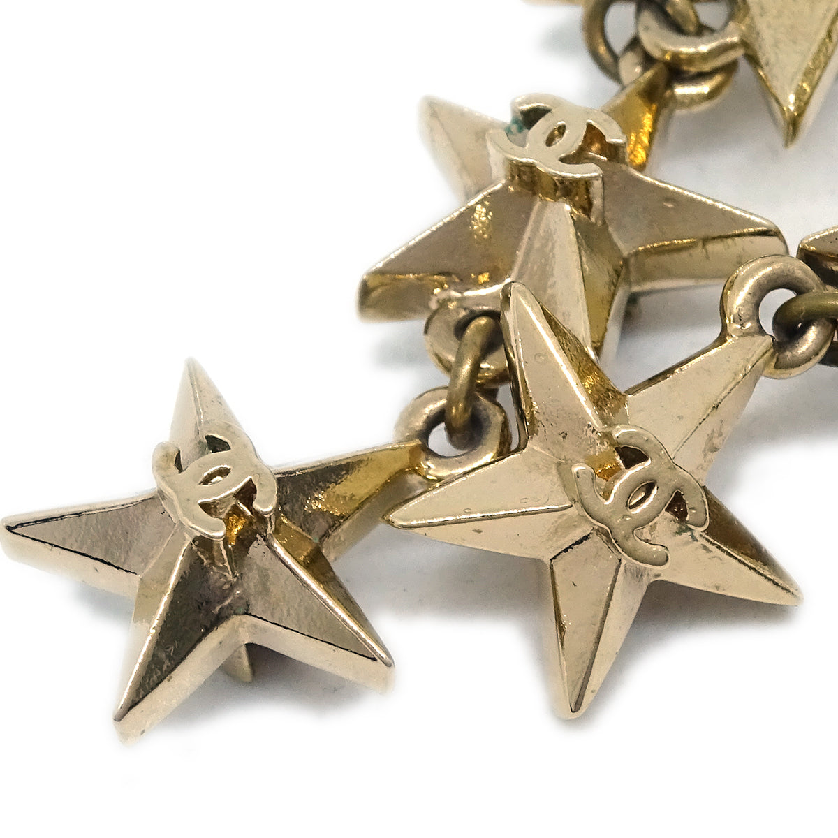 Chanel Star Dangle Piercing Earrings Gold A17C