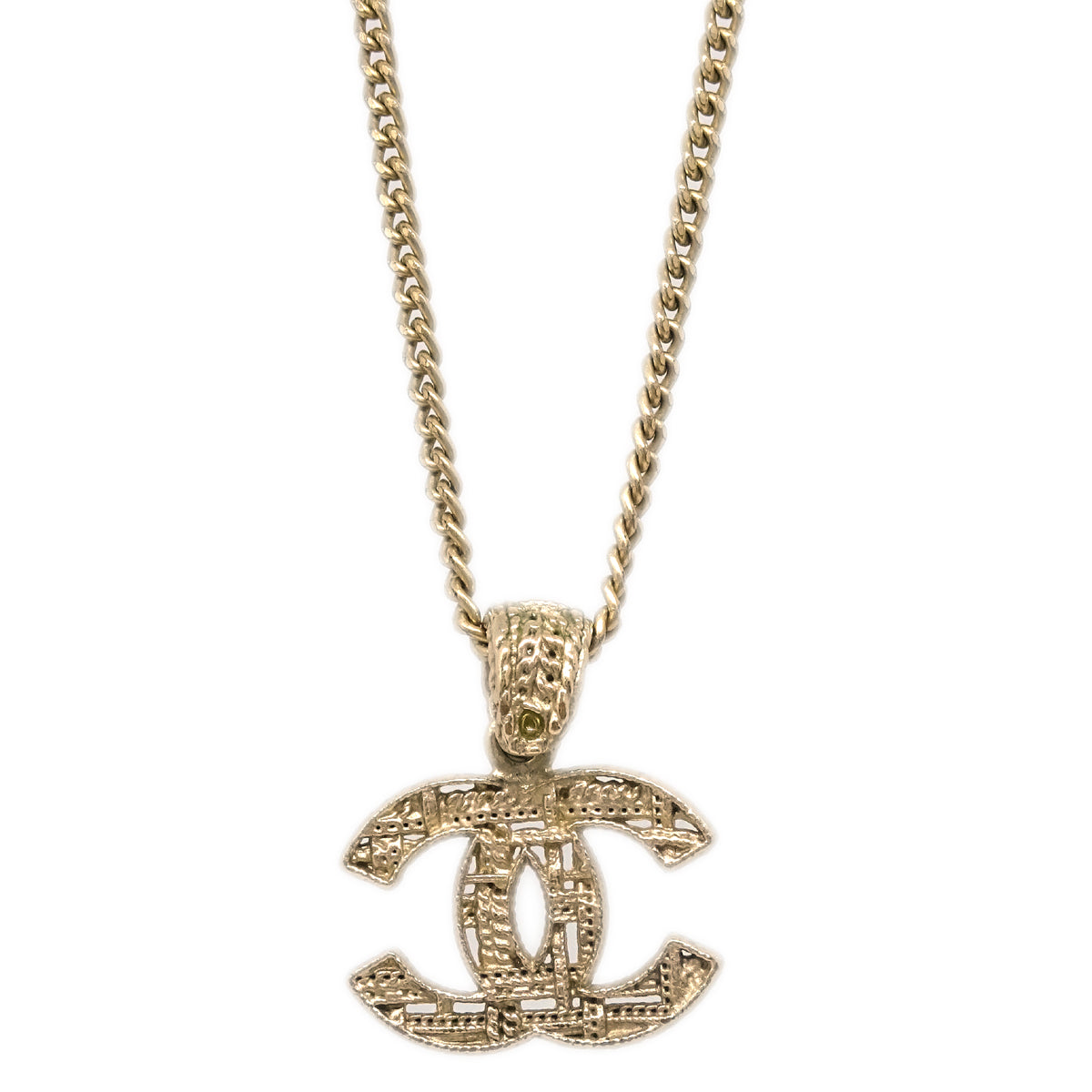 Chanel Gold CC Chain Pendant Necklace A14K