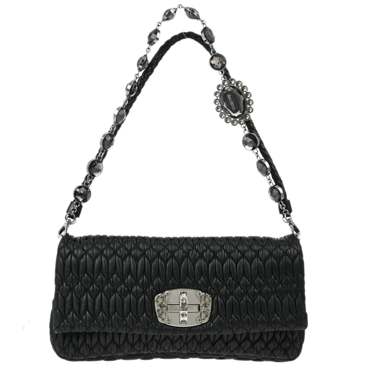 Miu Miu Black Nappa Crystal Handbag