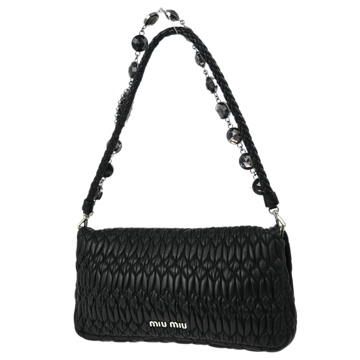 Miu Miu Black Nappa Crystal Handbag