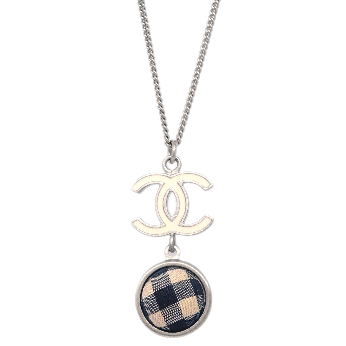 Chanel CC Chain Necklace Pendant Silver B11C